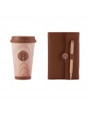 Starbucks Wood Grain StainlessSteel Thumbler & NoteBook Gifts Box370ml