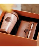 Starbucks Wood Grain StainlessSteel Thumbler & NoteBook Gifts Box370ml