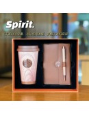 Starbucks Wood Grain StainlessSteel Thumbler & NoteBook Gifts Box370ml