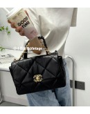 Chanel 19 small black gold