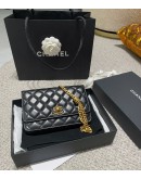 Chanel 19 small black gold