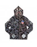 Bape x Adidas Shark Camo Hoodie black & green