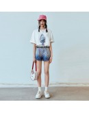 Peace Birds Monogram Short Denim