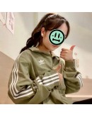 Adidas Original Small Logo Stripe Jacket olive green