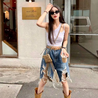 AKMENG HighWaist Denim Short