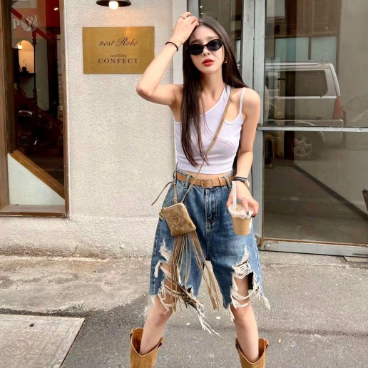 AKMENG HighWaist Denim Short