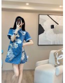 French Denim Embroidery Dress Ladies