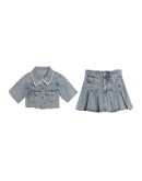 WOWI KCKS Denim Top & Skirt Set