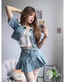 WOWI KCKS Denim Top & Skirt Set