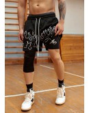 BluesFly Fire Flame Embroidery Short