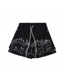 BluesFly Fire Flame Embroidery Short