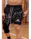 BluesFly Fire Flame Embroidery Short