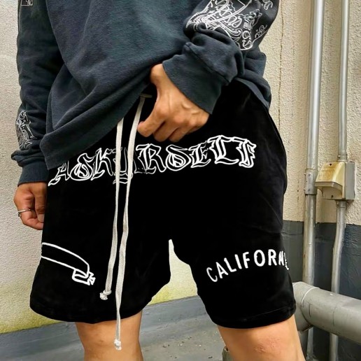 Askyurself Velvet Embroidery Short black